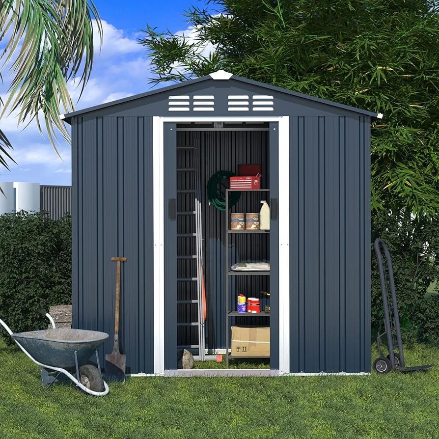 Durable steel garden shed with easy access and weather-resistant desig ...