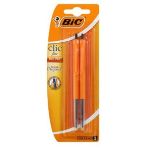 Bic School Stationery BIC Clic Medium Ballpoint Pens Black Pack Of 2 (7376672030809)
