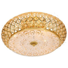 BRIGHT STAR LIGHTING Ceiling Light Bright Star Lighting CF480/3 Gold Metal Base with Clear Acrylic Crystals and Patterned Glass (7497840001113)