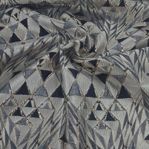 BROCADE Dress Fabrics Alexa Brocade Fabric Grey/Navy 150cm (7475520110681)