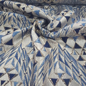 BROCADE Dress Fabrics Alexa Brocade Fabric Navy/Powder 150cm (7475520438361)