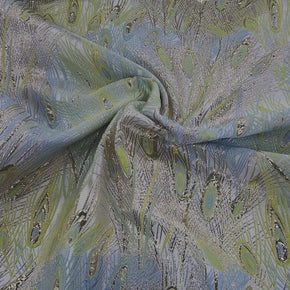 BROCADE Dress Fabrics Peacock Brocade Fabric Lime 150cm (7471934013529)