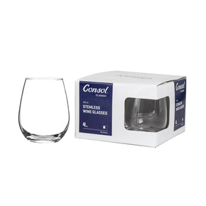 Consol GLASS Consol Bordeaux Stemless Wine Glass 350ml Set Of 4 (7285943009369)