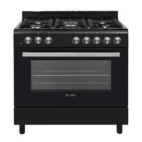 Elba Gas Stove ELBA ESSENTIAL 90CM 5 GAS COOKER WITH GAS OVEN- BLACK (7400850358361)