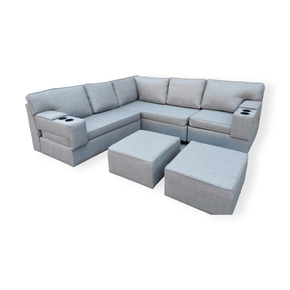 furniture Corner Lounge Suite Modular Corner Suite + 2 Ottomans (Pre-Order 2 to 3 Weeks) (7294048403545)