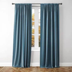 KUBU TAPED CURTAIN DC Crushed Velvet Taped Lined Curtain Ready To Hang 225 x 218cm Cobalt (7436942442585)