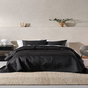 Linen House BEDSPREAD Linen House Verona Black 270x270cm Queen Coverlet Set (7412160888921)