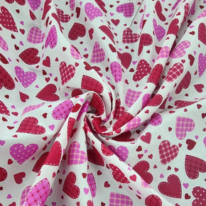 printed polycotton Dress Fabrics Printed Poly Cotton Hearts Fabric 112cm (7490123956313)