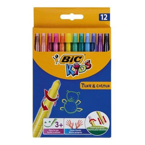 Pritt School Stationery Bic Turn & Colour Wax Crayons 12 Pack (7396702224473)