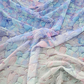 SATIN Dress Fabrics Peach Chiffon Fabric sky/Lilac 150cm (7336179630169)