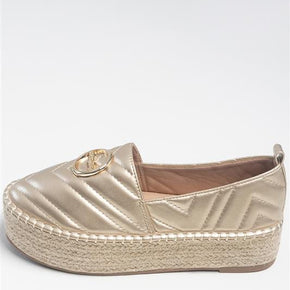 Sissyboy Sissyboy Ladies Quilted Espadrille Gold Shoes (7348233535577)