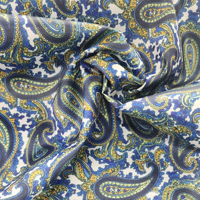 SUITING Dress Fabrics Silky Satin Suit Lining Green Paisley Fabric 150cm (7483830272089)