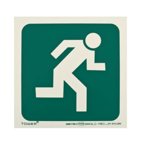 Tower Tech & Office Tower Photoluminescent Man Running Right Sign Green/White 190 x 190mm (7335700299865)