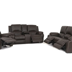 calgan 3 piece lounge suites 3 Piece  Action + Console Full Leather Brown Lounge Suite (6980150034521)