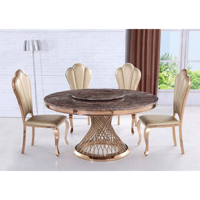 Dining Room Emma 7 Piece D/R/C Marble Top Rose Gold (7065512771673)