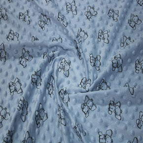 FLEECE Dress Fabrics Printed Minky Fleece Fabric Elephant Baby Blue 150 cm (6557218439257)