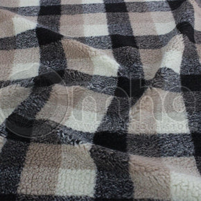 FLEECE Dress Fabrics Printed Sherpa Fur Watson Check Fabric 145cm (7256333910105)