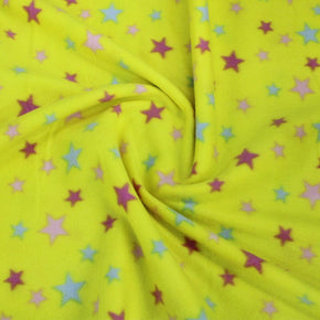 FLEECE Dress Fabrics Yellow Printed Polar Fleece Fabric Stars 150 cm (6593925415001)