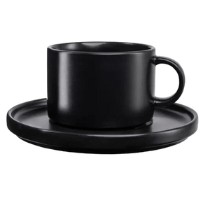 Jan MUGS Jan Flat Stackable Cup & Saucer Semi Matt Black 250ml JH-000068 (7135952732249)