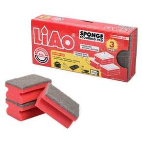LIAO CLEANING LiAo Safe Grip Sponge Scourer Pack Of 3 (6550825599065)