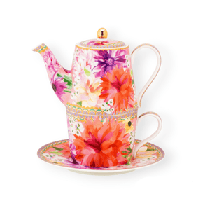 Maxwell & Williams MUGS Maxwell & Williams Dahlia Daze Tea for One With Infuser 340ML Pink 340ml HV0353 (7269073191001)