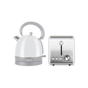 Mellerware Small appliances Mellerware Pack 2 Piece Set Stainless Steel White Kettle And Toaster Chiffon (2061808173145)