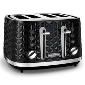 Morphy Richards TOASTER Morphy Richards Toaster 4 Slice Plastic Black 7 Heat Settings 1600W Vector (6776467914841)