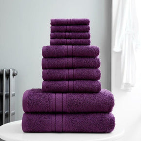 One Homechoice TOWEL Fine Egyptian Cotton Towels Set 8 Piece Purple (7222498361433)
