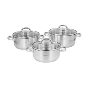 SNAPPY CHEF POTS Snappy Chef 6 Piece Pot Platinum Cookware Set (6543746629721)