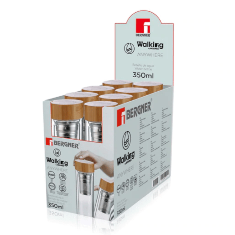 Bergner Water Bottle Bergner 350ml Water Bottle With Filter Borosilicate Glass SGN2173 (7089058349145)