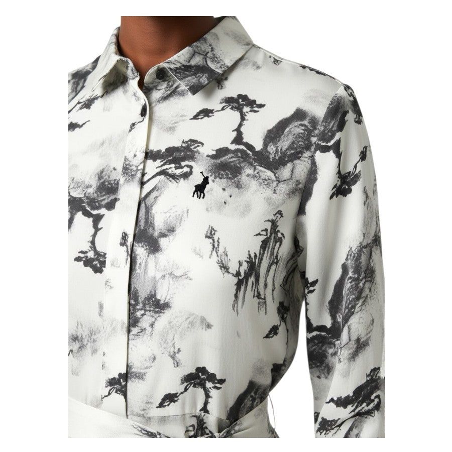 Polo Womens Mila Long Sleeve Printed Dress Black 0071656.
