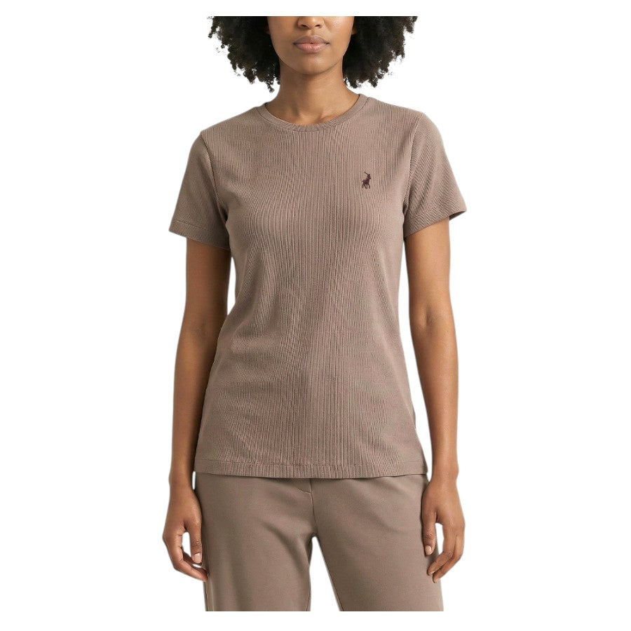 Polo Womens Michelle Ribbed Short Sleeve T-Shirt Iron 0071634