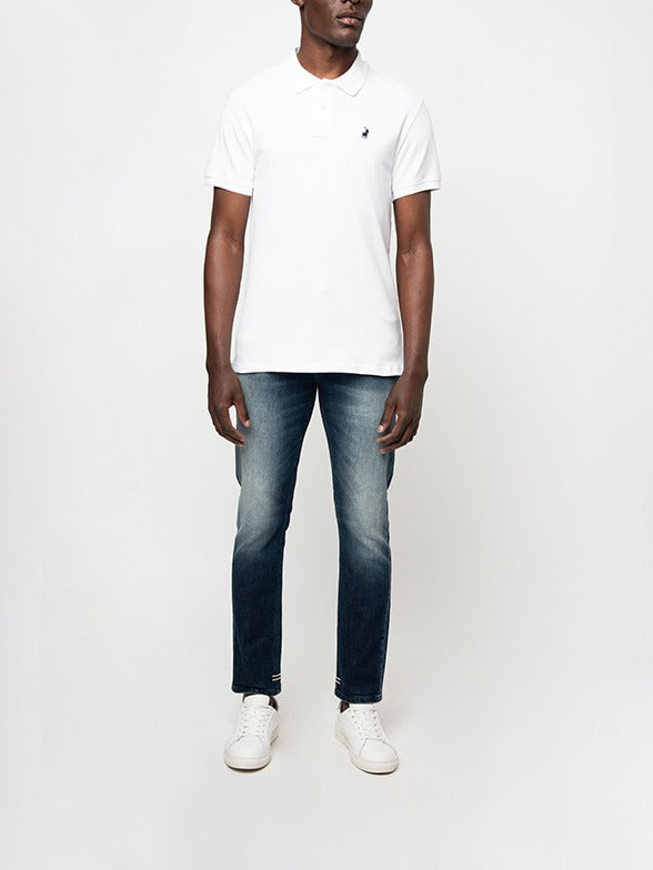 Polo Men's Carter Stretch Pique Short Sleeve Golfer-White 0007516