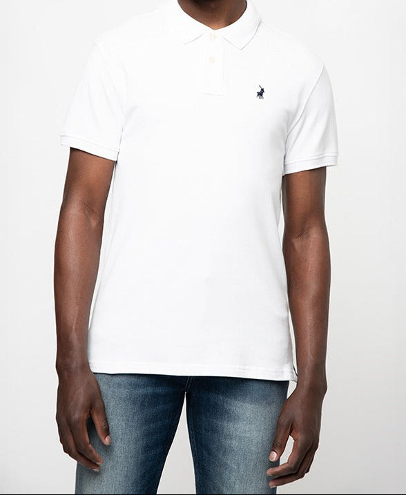 Polo Men's Carter Stretch Pique Short Sleeve Golfer-White 0007516