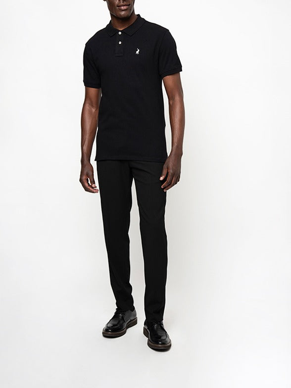 Polo Mens Carter Stretch Pique Short Sleeve Golfer-Black 0007517