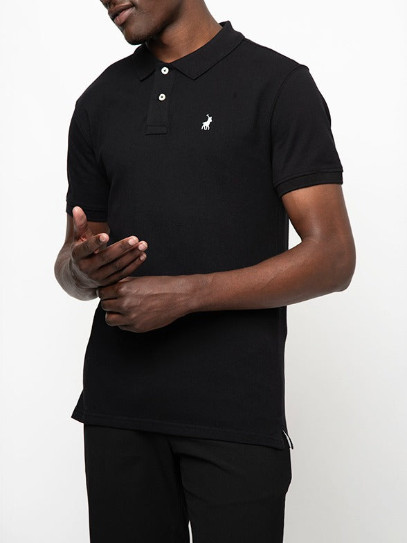 Polo Mens Carter Stretch Pique Short Sleeve Golfer-Black 0007517
