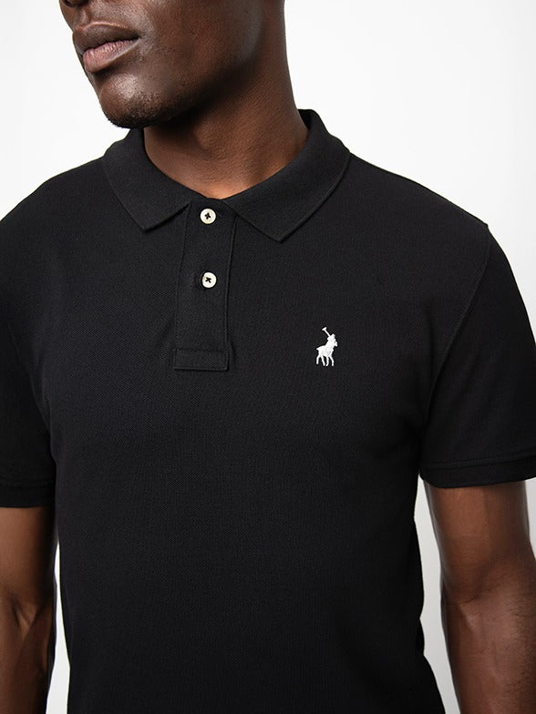 Polo Mens Carter Stretch Pique Short Sleeve Golfer-Black 0007517