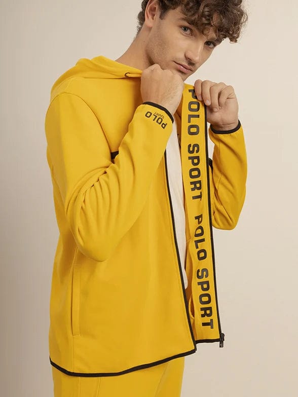 Polo Sweater Polo Mens Sport Tech Fleece Hooded Sweater Top Yellow (7301052530777)