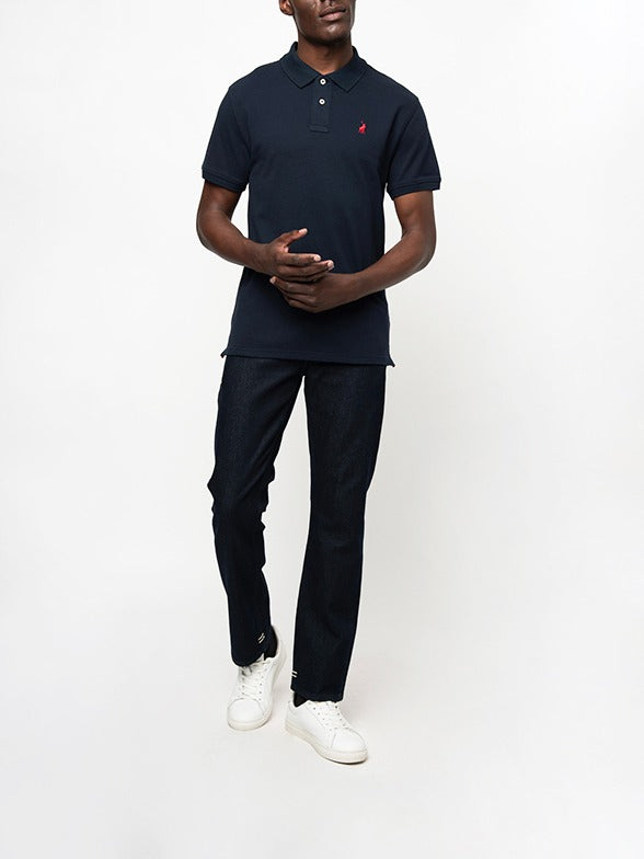 Polo Men's Carter Stretch Pique Short Sleeve Golfer-Navy 0023619.