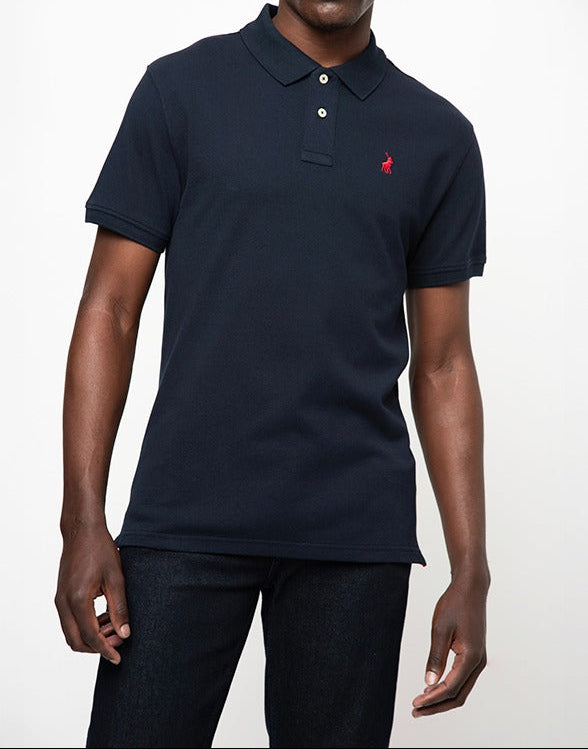 Polo Men's Carter Stretch Pique Short Sleeve Golfer-Navy 0023619.