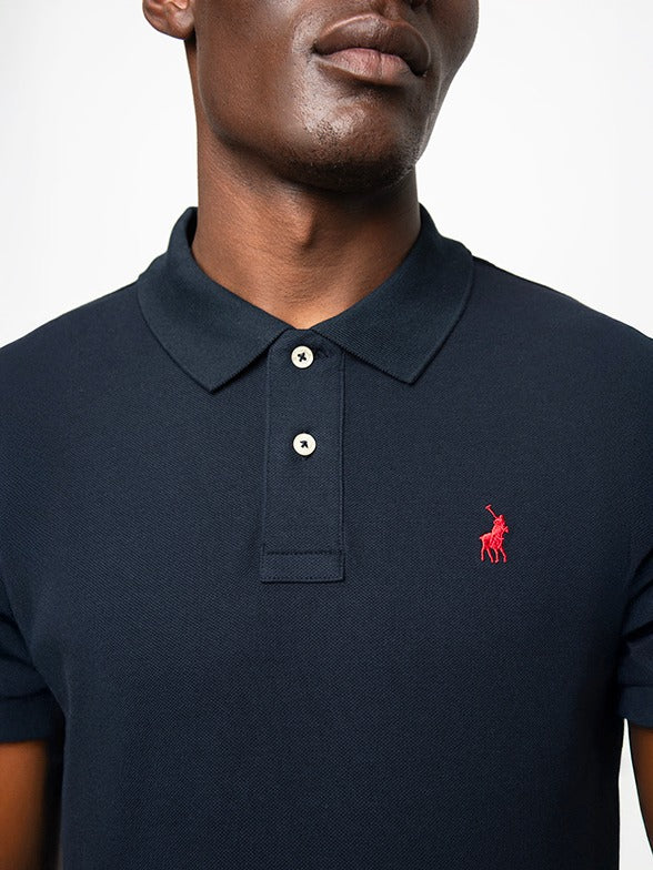 Polo Men's Carter Stretch Pique Short Sleeve Golfer-Navy 0023619.