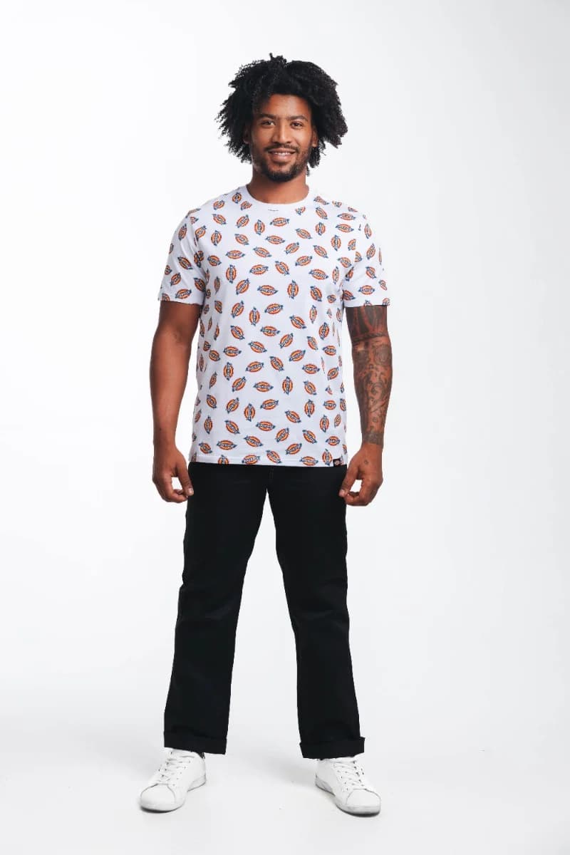 Dickies 847 Men's All Over Printed T Shirt-White 0005205