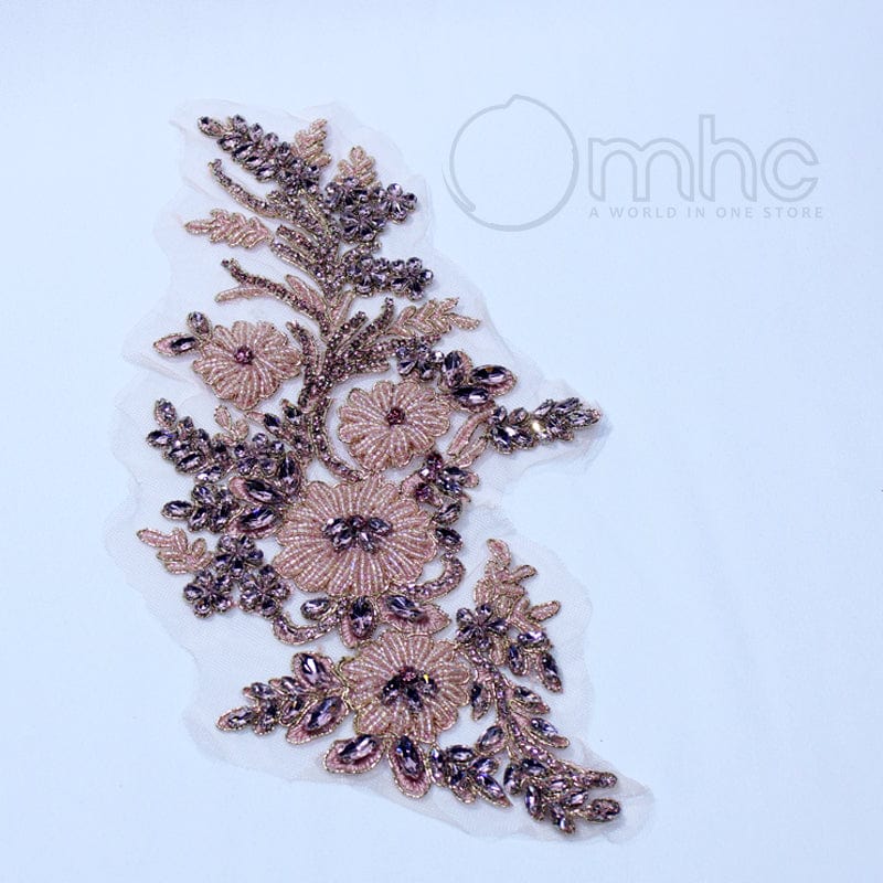 MHC World Habby Dusty Pink Beaded Lace Patches XDH3870 (7199471534169)