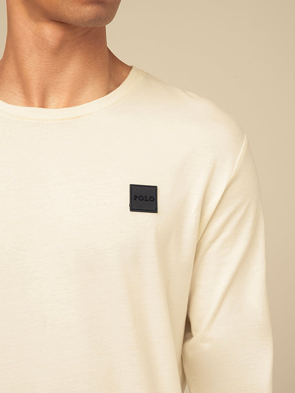 Polo Men's Essential Crew Neck Long Sleeve Tee White.