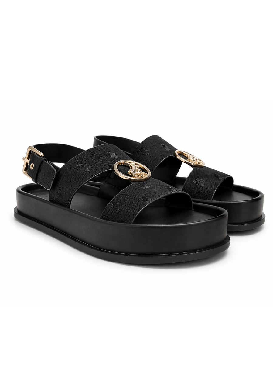 Polo Jacquard Moulded Trim Black Sandal