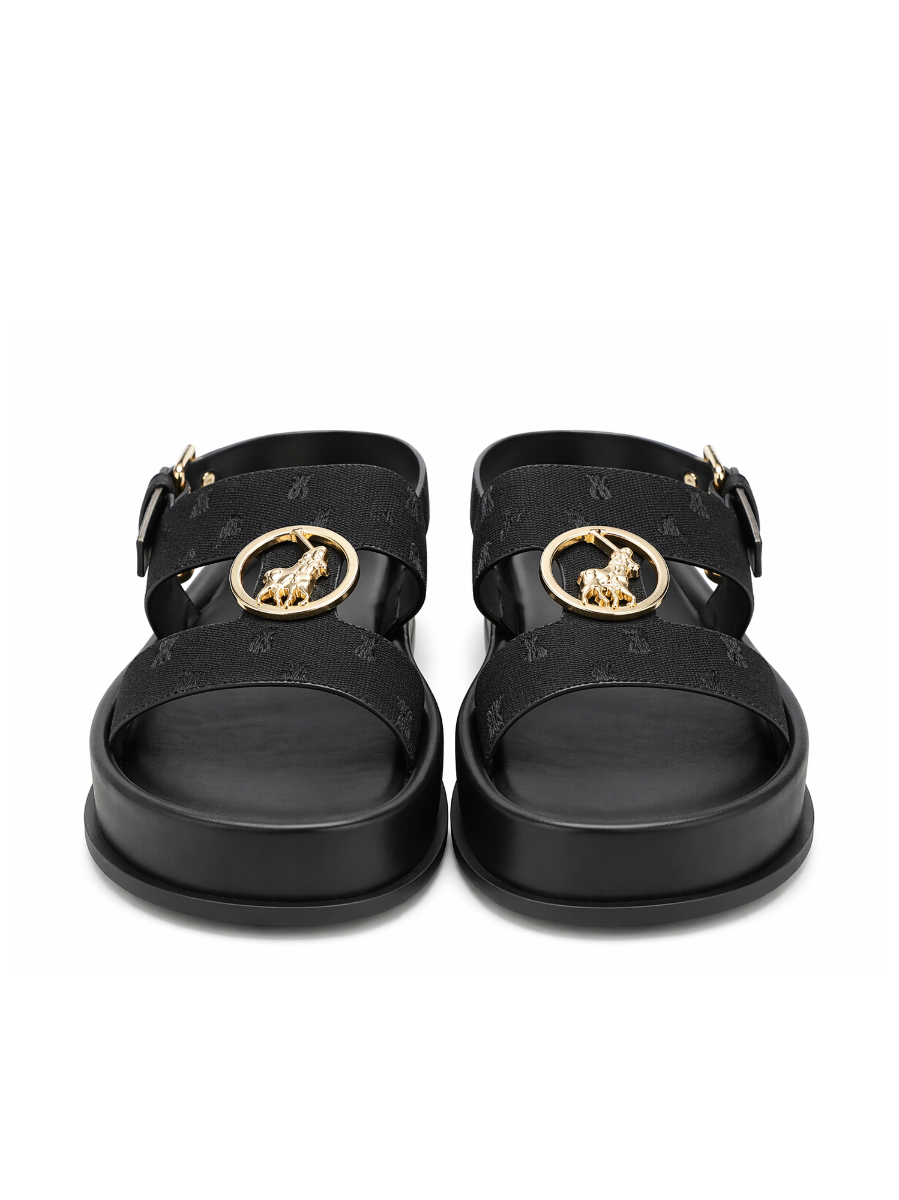 Polo Jacquard Moulded Trim Black Sandal