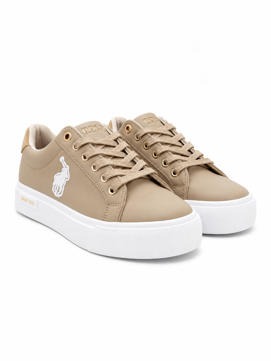 Polo Ladies Womens Platform Sneakers -Stone 0072518