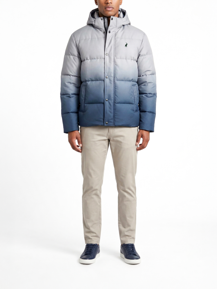 Polo Mens Ombre Puffer Long Sleeve Jacket Blue 0072591