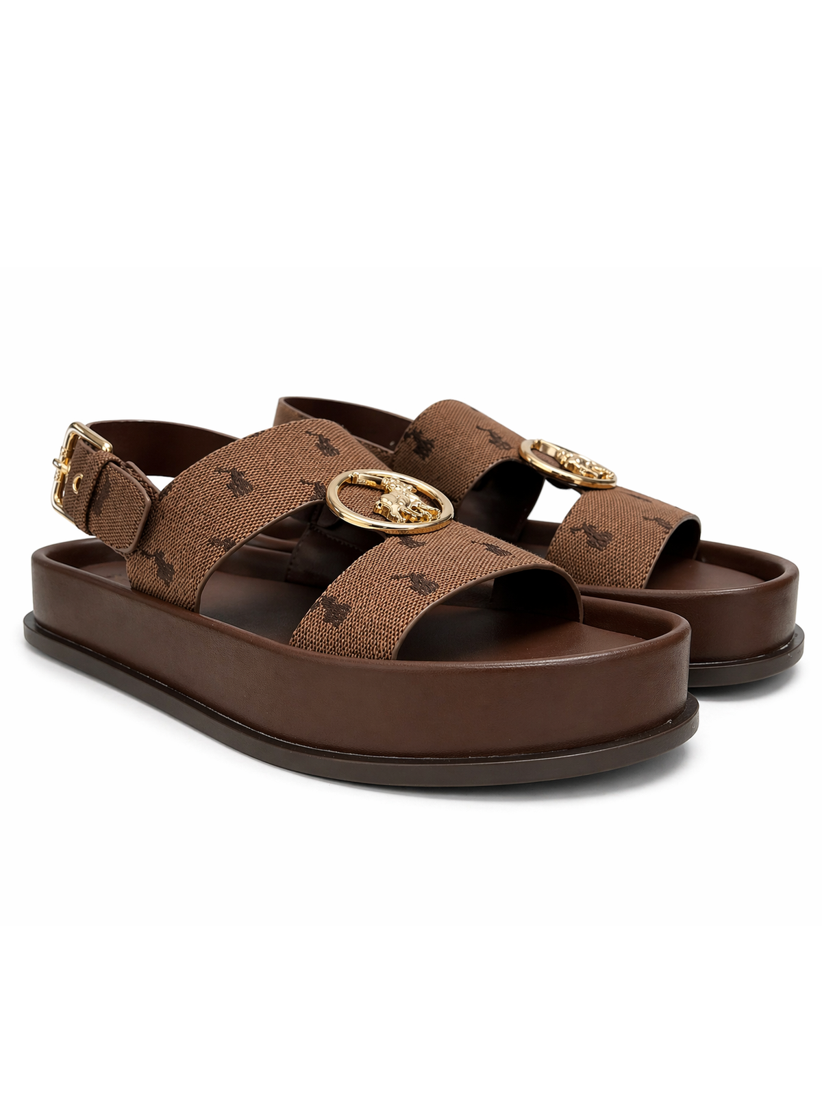 Polo Ladies Jacquard Moulded Trim Sandal-Brown 0075788.