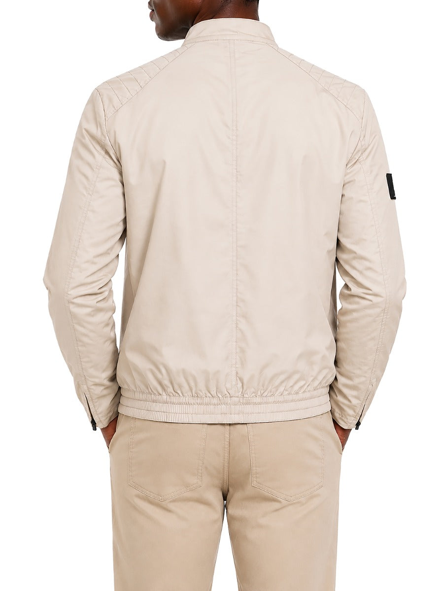 Polo Mens PJC Quilted Long Sleeve Biker Jacket-Offwhite 0077559